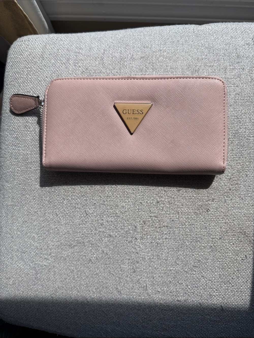 GUESS Pink Zip-Around Wallet with Logo